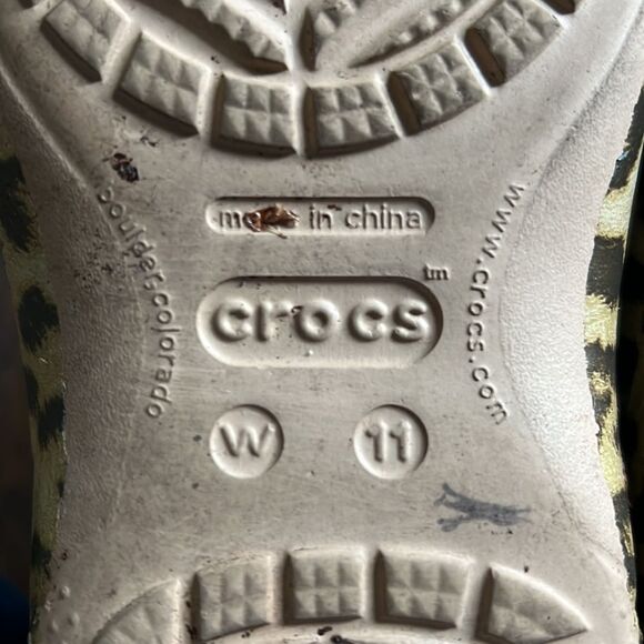 Crocs Freesail Clog Mule Animal Leopard Cheetah Print Comfort Slip Sz 11 GUC - Picture 8 of 8